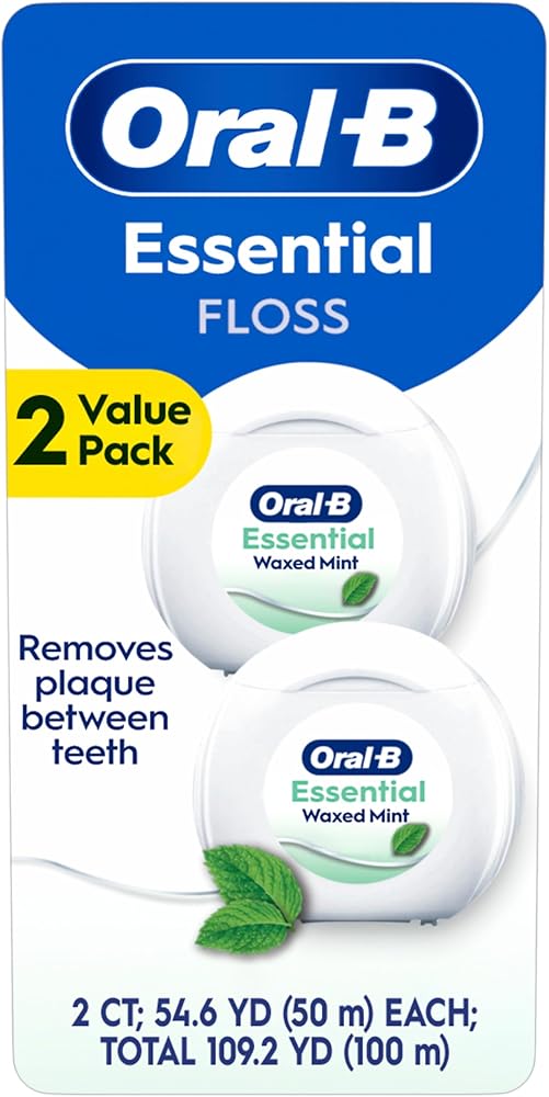 EssentialFloss Mint Dental Floss, Cavity Defense, Waxed, Value 2 Pack (50m Each)