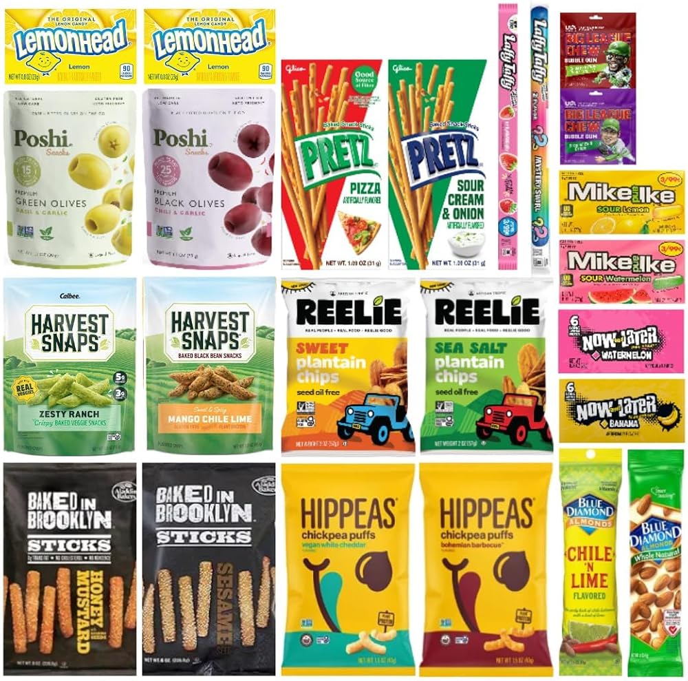 BIG TOP DEALS USA Variety Snack Box, 24 Count Candy, Chips & Assorted Snacks, Care Package Gift Box for Parties, Birthdays, Office & College Students