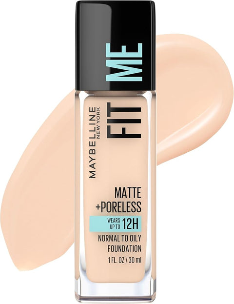 Maybelline Fit Me Matte + Poreless Liquid Oil-Free Foundation Makeup, Natural Ivory, 1 Count (Packaging May Vary)