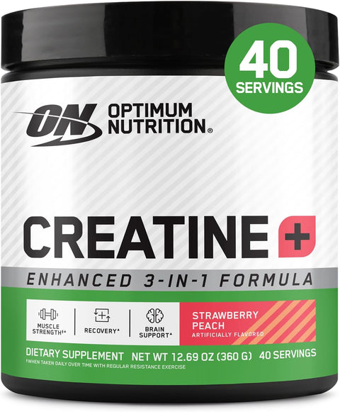 Optimum Nutrition Creatine Plus Powder, Strawberry Peach, 0.79 LB