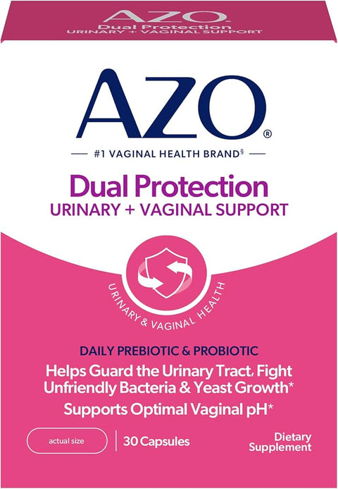 Azo Dual Protection Urinary + Vaginal, Women Probiotics & Prebiotics, 30 Ct - Personal Care