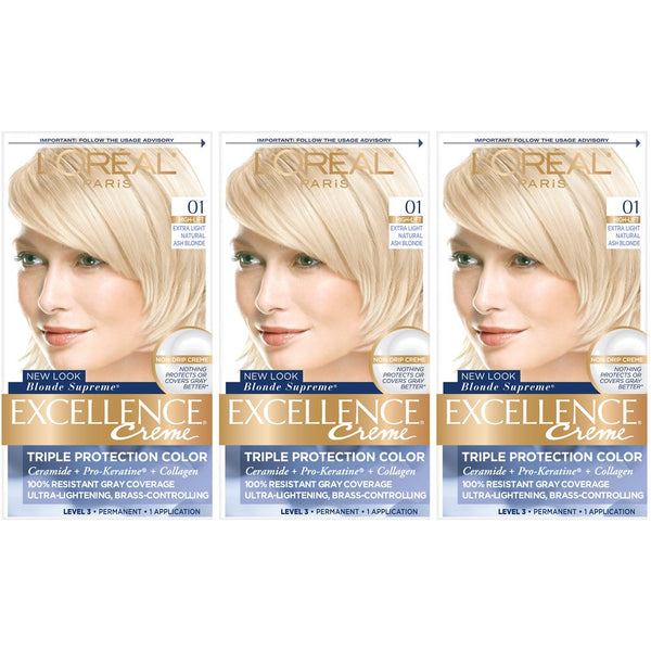 L'Oreal Paris Excellence Creme Hair Color, Dark Golden Brown 4G (Pack of 3)