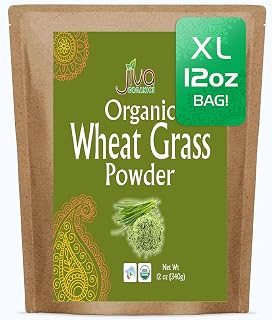 Jiva Organics Wheatgrass Juice Powder 12 Ounce Bulk Kraft Bag - from Whole Leaf - Rich in Fibers and Minerals, Non-GMO and Vegan