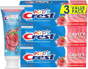 Crest Kid's Cavity Protection Fluoride Toothpaste, Strawberry Rush, 4.2 Ounce (Pack of 3)