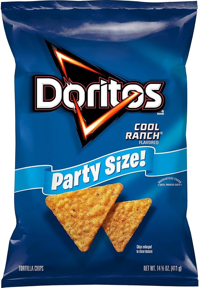 Doritos Tortilla Chips Cool Ranch Flavored Snack, Party Size, 14.5oz Bag
