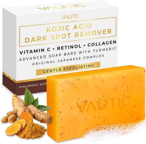 Valitic Kojic Acid and Turmeric Soap for Dark Spots, Face and Body - Personal Care