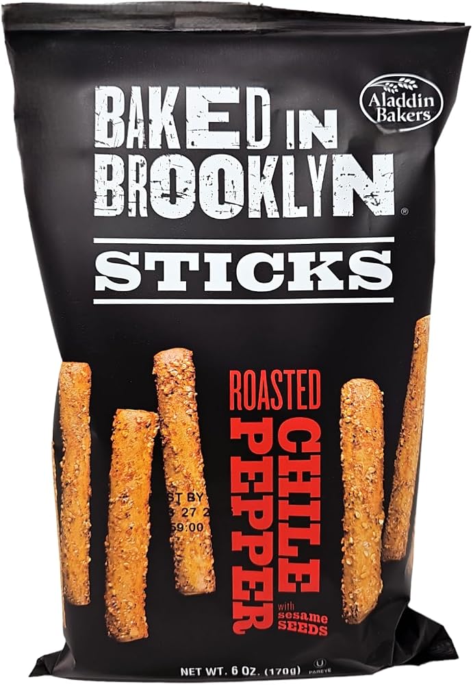 Baked in Brooklyn Roasted Chile Pepper with Sesame Seeds Breadsticks 6 - Pack