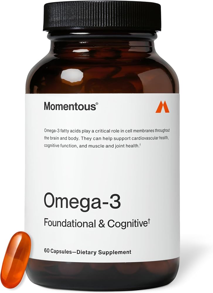 Momentous Omega-3 Fish Oil, EPA & DHA Supplement, No Aftertaste, 1,600mg