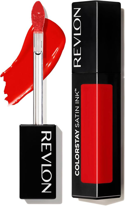 Revlon ColorStay Satin Ink Lipstick, 014 Smokin' Hot, 0.17 fl oz - Longwear Liquid Lipstick with Rich Satin Sheen and Moisturizing Formula - Lip Makeup - Beauty