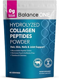Balance ONE Hydrolyzed Collagen Peptides Powder, Types I & III, Unflavored