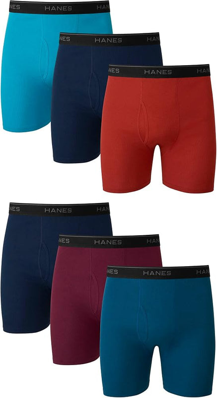 Hanes mens Underwear Boxer Briefs Pack, Cool & Breathable Cotton Moisture-wicking Underwear for Men, No Ride Up - Mens Clothing - Apparel