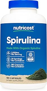 Nutricost Spirulina 3,000mg, 180 Capsules for 30 Servings