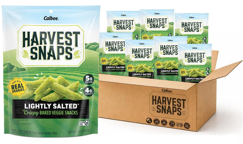 Harvest Snaps Veggie Chips (Lightly Salted Snack Crisps) | Powered by Plant Protein, Gluten Free Baked Vegetable Crisps | Made in USA (8 Snack Packs) - Candy - Snacks