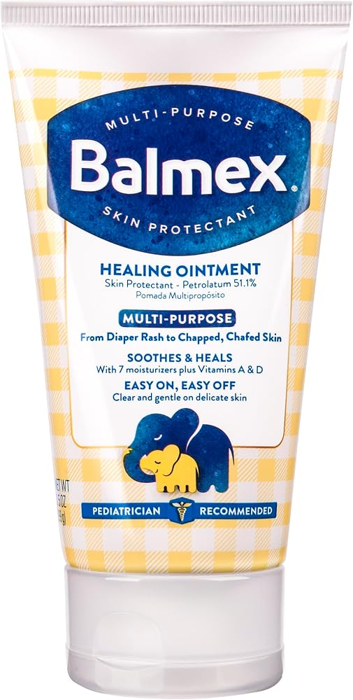 Balmex Multi-Purpose Healing Ointment & Skin Protectant for Diaper Rash and Chafing, with Petrolatum, 7 Moisturizers and Vitamins A&D, Pediatrician Recommended and Paraben-Free, 3.5oz