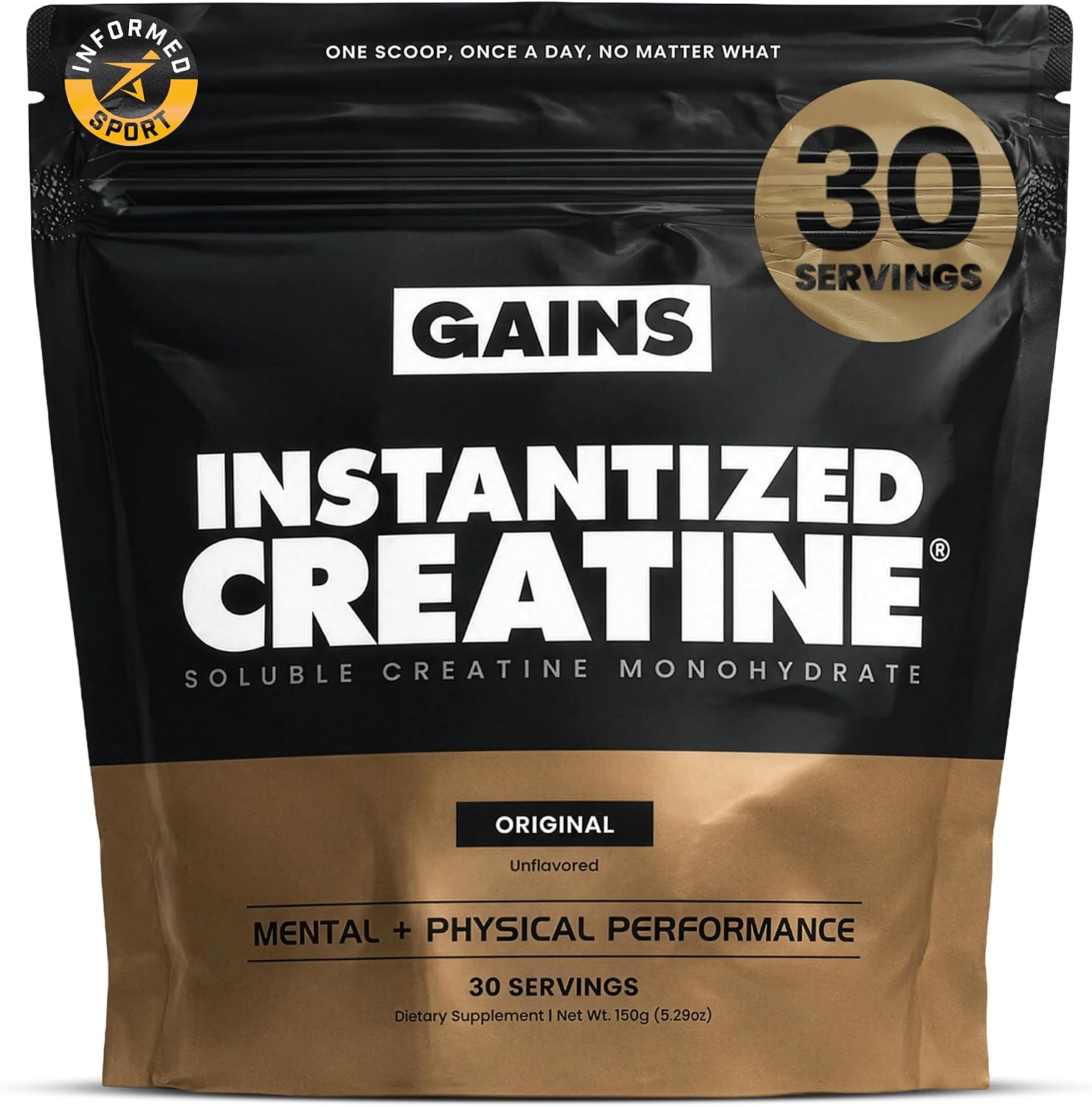 Gains in Bulk Instantized Creatine Monohydrate, Unflavored, 30 Servings