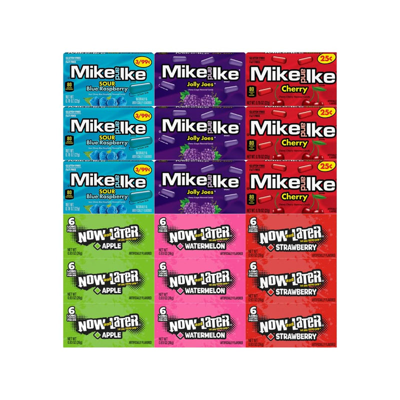 Assorted Candy Variety Pack - Mike and Ike & Now and Later (18 Pack, Individually Wrapped)