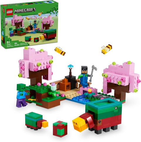 LEGO Minecraft The Cherry Blossom Garden, Video Game Toy for Kids, Building Set with 2 Minecraft Minifigures, Bees and a Sniffer Figure, Hands-on Toy for Boys and Girls Ages 8 and Up, 21260
