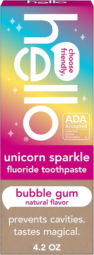 HELLO Bubblegum Unicorn Sparkle Toothpaste for Kids, 4.2 OZ