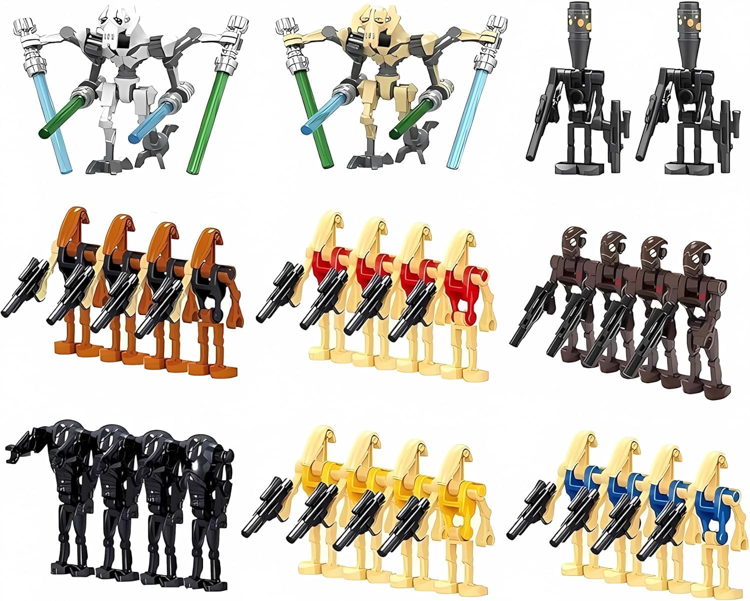 Toysvill Battle Robots Building Block Set | Generals + Droids Minifigures (28 PCS/Set) with Weapons