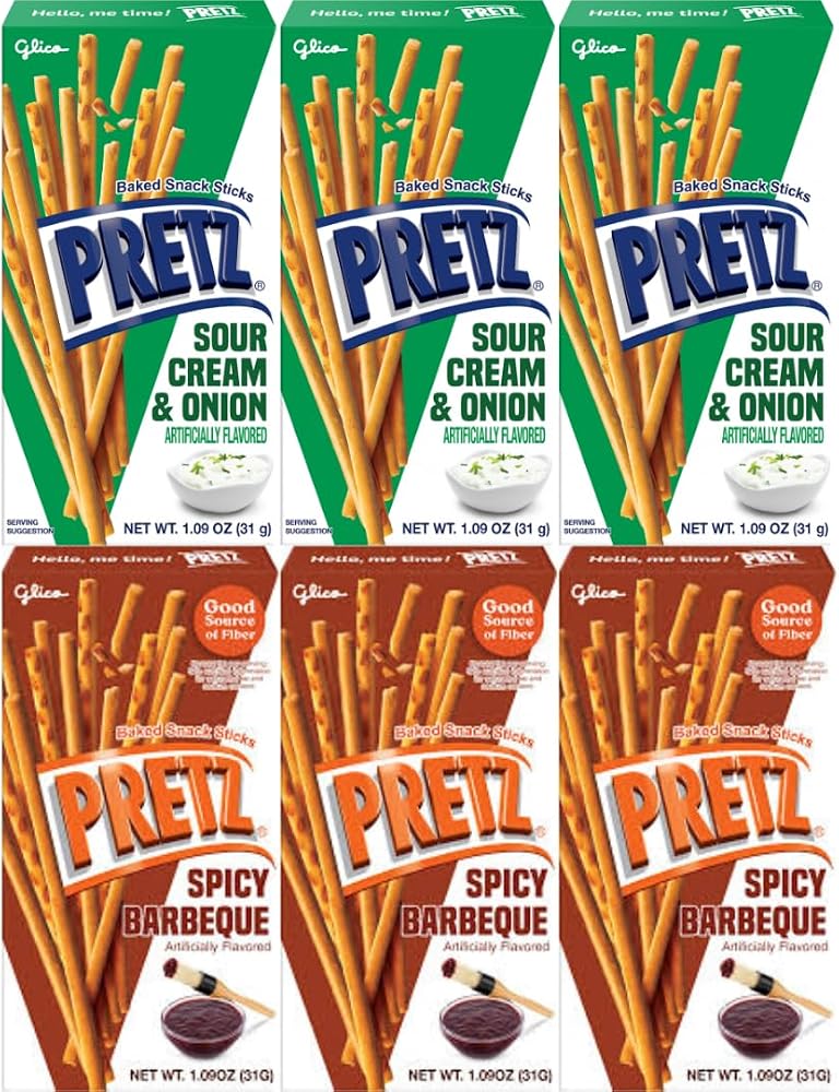 Baked Snack Sticks Variety Pack, Sour Cream & Onion and Spicy Barbeque, 1.09 oz (Pack of 6) – Savory & Zesty Crunchy Biscuit Sticks, 3 Boxes Each