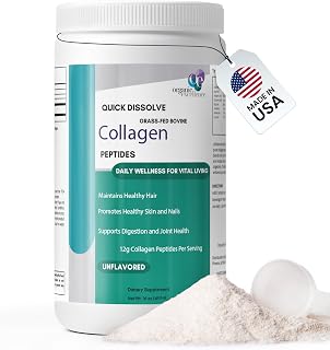 Organic Excellence Grass-Fed Collagen Peptides Powder, Unflavored, 16 oz