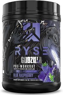 RYSE Godzilla X Noel Deyzel Pre Workout Powder - Blue Raspberry - 400mg Caffeine, High Stim Pre-Workout for Men & Women with Citrulline & Beta Alanine - Energy, Pump & Focus - 20/40 Servings