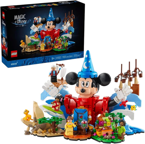 LEGO Ideas Magic of Disney Set #21352 – 1,103 Pieces, 9 Iconic Characters incl. First-Ever Belle Minifigure | Collectible Display Model for Adults | Disney Gift