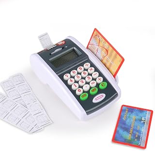 Payment Terminal Toys, Point of Sale Terminal with Light and Sound, Cash Register Toy with Credit Cards and Recipts, Pretend Play Toy for Children Age 3 and Up1