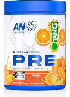 AN Performance Pre-Workout Powder Supplement for Men & Women | Energy Drink Mix with 300mg Caffeine + Beta Alanine + Citrulline | Third-Party Tested | Tang Orange | 30 Servings