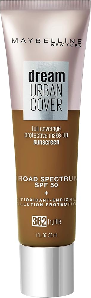 Maybelline Dream Urban Cover Flawless Coverage Foundation Makeup, SPF 50, Truffle