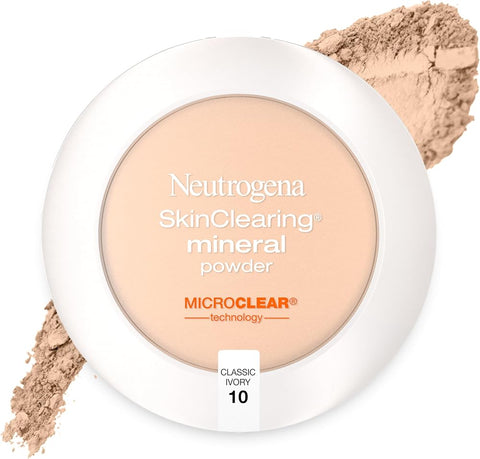 Neutrogena SkinClearing Pressed Mineral Powder, Natural Beige 60 | .38 oz, Oil Absorbing Acne Makeup with Salicylic Acid helps to Cover, Treat & Prevent Breakouts