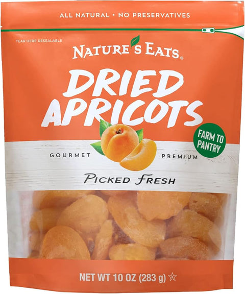 Nature'S Eat Sun Dried Turkish Apricots - Dried Apricots Organic, Healthy Fruit Snacks for Adults & Kids - No Sugar Added - Gluten Free & Vegan - Resealable Bag 10 Ounce (Pack of 1)