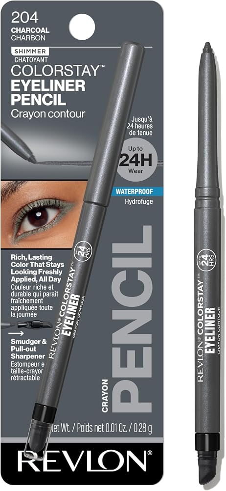REVLON ColorStay Pencil Waterproof Eyeliner, 204 Charcoal, 0.01 oz