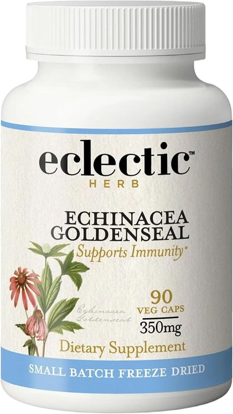 Eclectic Herb - Echinacea Goldenseal Capsules | Supports Immunity, Healthy Sinuses + Mucous Membrane Health | Herbal Supplement | Vegan, Non-GMO, Gluten Free, Freeze-Dried (90 CT | 350 mg)