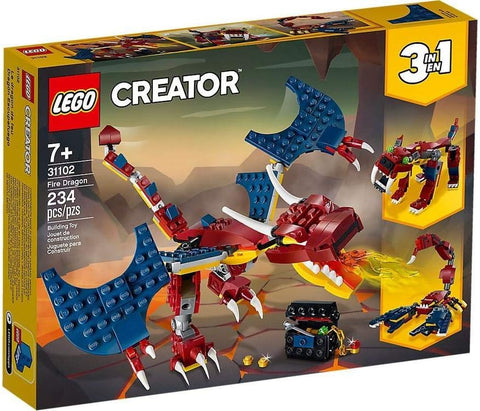 LEGO Creator 3in1 Fire Dragon 31102 Building Kit, Cool Buildable Toy for Kids (234 Pieces)