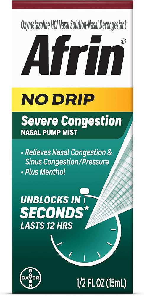Afrin No Drip Severe 12 Hour Nasal Decongestant Pump Mist - 0.5 ounce - Personal Care