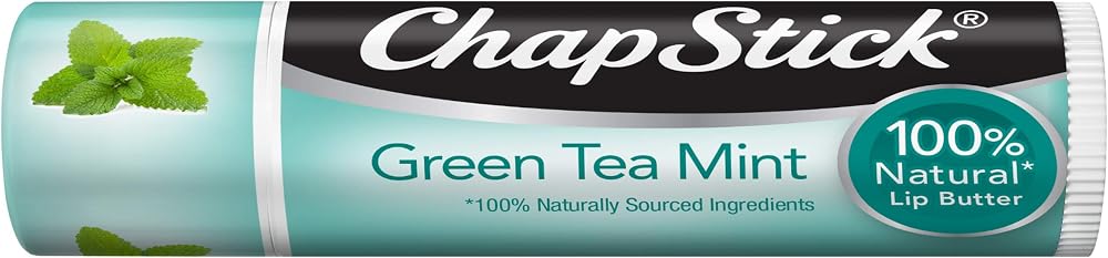 ChapStick Green Tea Mint 100 Percent Natural Ingredients Lip Butter, Moisturizing Lip Balm - 0.15 Oz