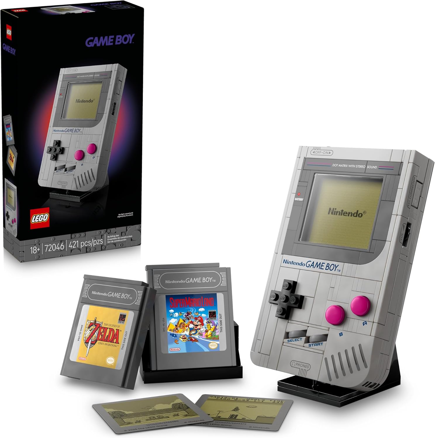 LEGO Super Mario Game Boy - Retro Building Sets for Adults, Ages 18+ - Gifts for Birthdays - Collectible Model with Game Paks and Display Stand - 72046