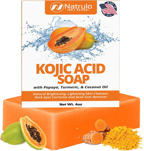 Kojic Acid Soap for Hyperpigmentation – Skin Brightening Kojic Papaya Face and Body Wash – Dark Spot Soap Reduces Acne, Scars, and Evens Skin Tone – Turmeric Facial Cleanser for Brighter Glowing Look