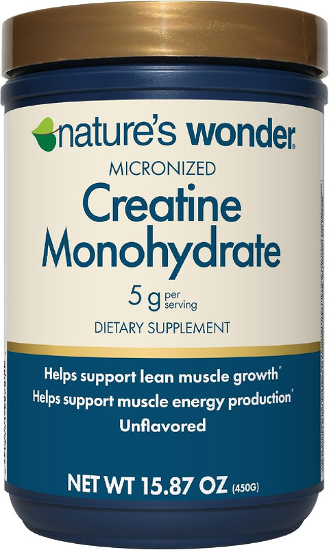 Nature's Wonder Micronized Creatine Monohydrate Powder, 90 Servings