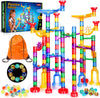 Meland Marble Run - 132Pcs Marble Maze Game Building Toy for Kid, Marble Track Race Set & STEM Learning Toys for Boy Girl Age 3 4 5 6 7 8 9+ (102 Translucent Marbulous Pcs & 30 Glass Marbles)