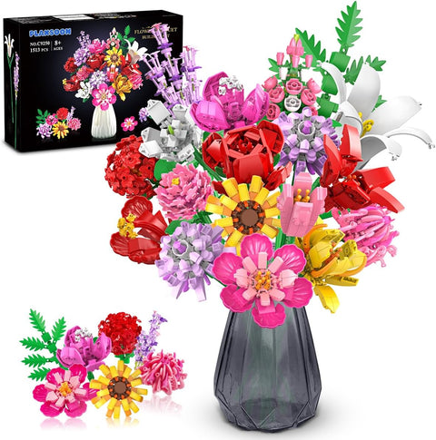 PLAXSOON Flower Bouquet Building Set for Adults, Botanicals Block