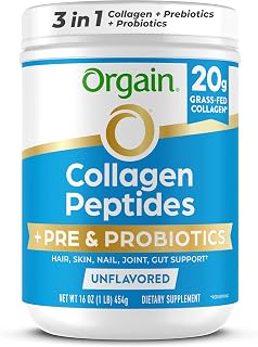 Orgain 20g Collagen Peptides + Prebiotic & Probiotics Powder, 1lb