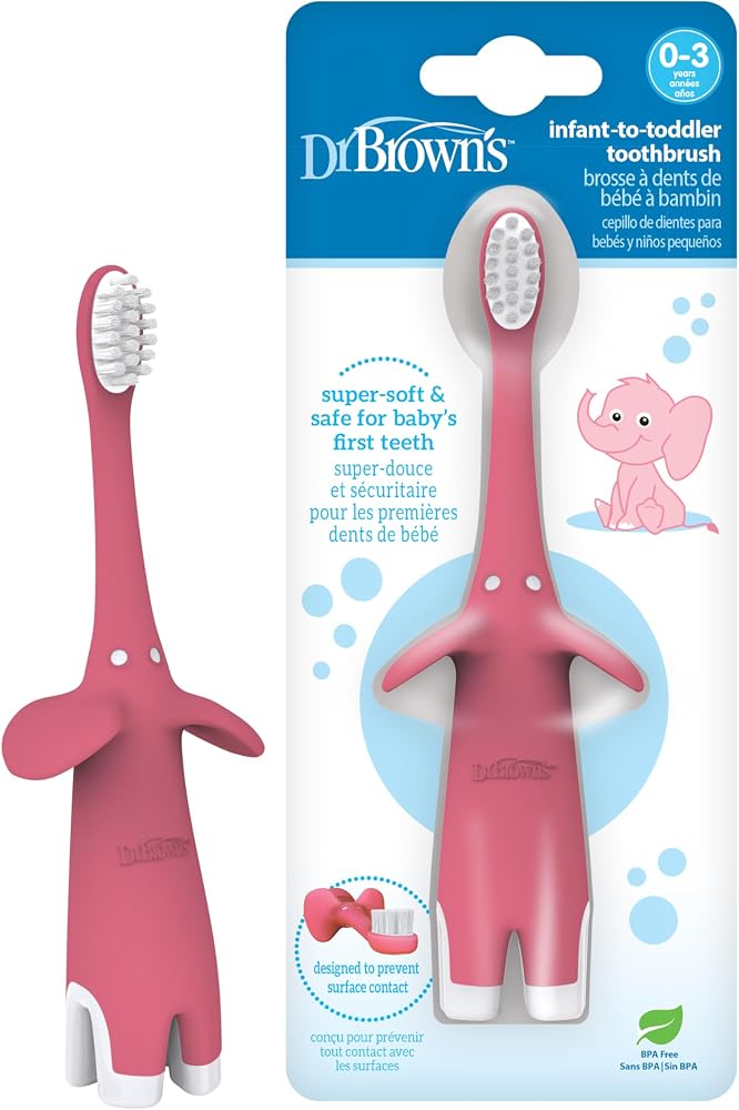 Dr. Brown's Infant-to-Toddler Toothbrush, Pink Elephant, 0-3 Years