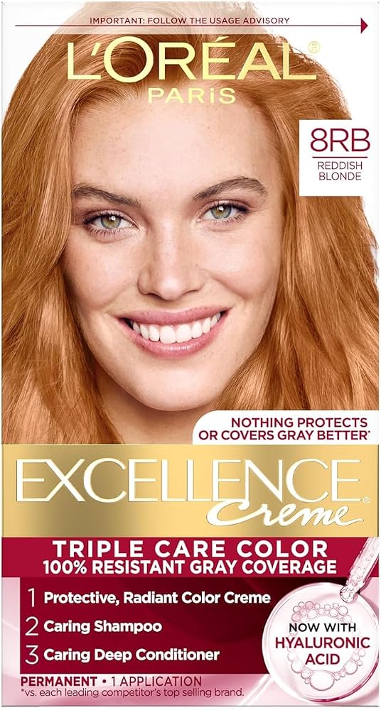 L'Oreal Paris Excellence Creme Permanent Triple Care Hair Color 8RB Medium Reddish Blonde - Personal Care