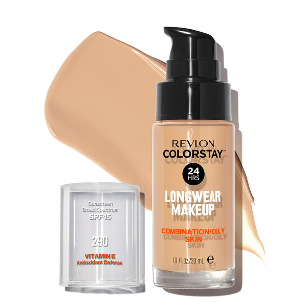 Revlon Liquid Foundation, ColorStay Face Makeup for Combination & Oily Skin, SPF 15, Medium-Full Coverage with Matte Finish, Natural Ochre (175), 1.0 oz