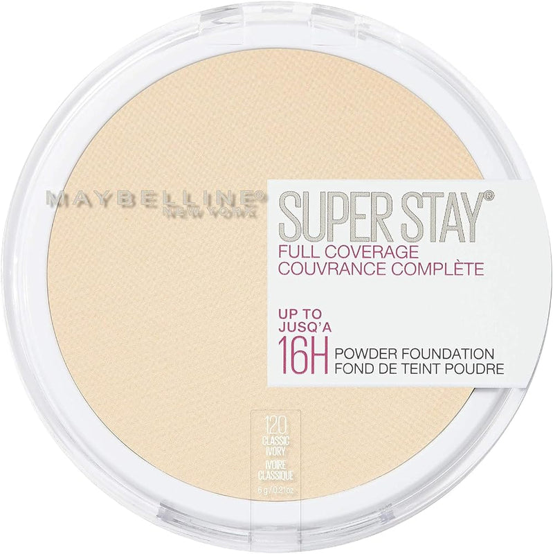 Maybelline New York Super Stay Full Coverage Powder Foundation Makeup, Up to 16 Hour Wear, Soft, Creamy Matte Foundation, Classic Ivory, - Face Makeup - Beauty