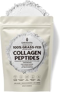 Collagen Peptides Powder 1 lb (16 oz) – Grass-Fed Bovine Hydrolyzed Collagen Type I & III – Unflavored, 12g Collagen per Serving, Keto & Paleo Friendly, No Sugar, Resealable Bag