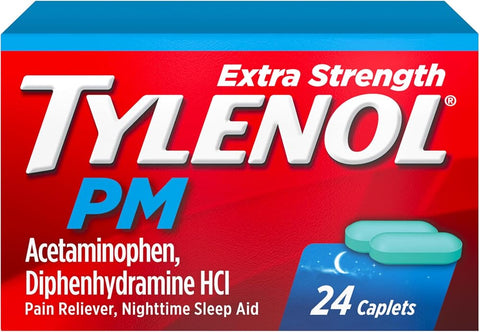 Tylenol PM Extra Strength Caplets, 500 mg Acetaminophen, 24 ct - Personal Care