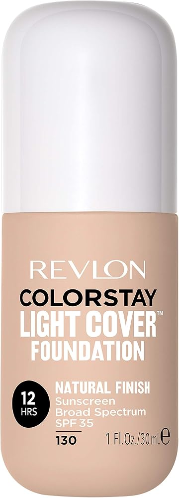 Revlon ColorStay Light Cover Liquid Foundation, Hydrating Longwear Weightless Makeup with SPF 35, Light-Medium Coverage for Blemish, Dark Spots & Uneven Skin Texture, 130 Porcelain, 1 fl. oz.